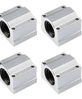 Rugged And Reliable Heavy Duty Smooth Glide Linear Motion Ball Bearing Slide Block Bushing For SCS20UU Linear Shaft CNC And 3D Printer Mods In Clean Silver set of four blocks