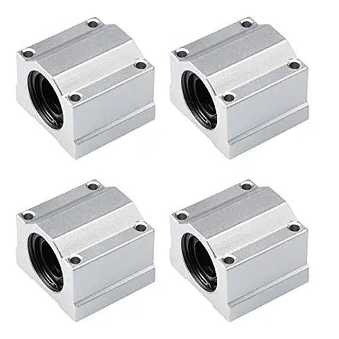 Rugged And Reliable Heavy Duty Smooth Glide Linear Motion Ball Bearing Slide Block Bushing For SCS20UU Linear Shaft CNC And 3D Printer Mods In Clean Silver set of four blocks