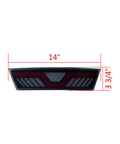 Badass Smoked Rear Bumper DRL And Brake Lamp For 2020 To 2023 Tesla Model Y shown with dimensions 14" x 3 3/4", sleek design.