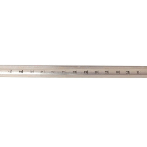 Close-up of metal ruler with measurement markings from a Parallel Clamp Kit Tools Set With Bench Dogs And Blocks 24 Inch And 40 Inch Clamps