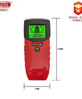 Knockout Handheld Metal Detector And Wood Moisture Meter With AC Voltage Live Wire Wall Scanner, red portable tool with digital display.