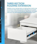 Rock Solid Eight Inch Full Extension Drawer Slides One Pair Side Mount Ball Bearing Rails with open drawer for easy access.