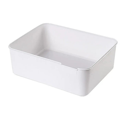 White PP container with smooth edges for organizing small items in closets and drawers.