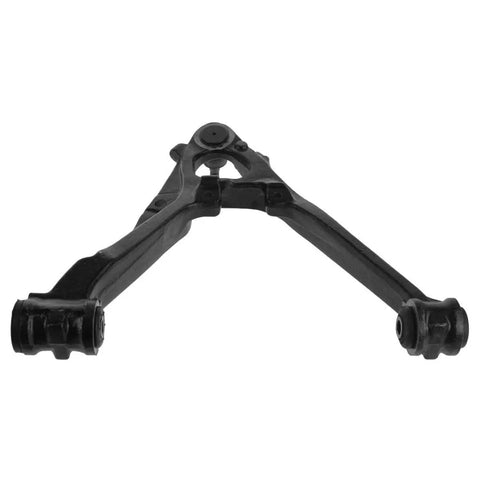 Built Tough Front Control Arms Ball Joints Sway Links Tie Rods With Heavy Duty Rubber Bellows Straight Up Quick Swap Kit Smooth Ride Upgrade For 2009 To 2013 Chevy Silverado 1500 Ls Front Control Arm in black with rubber bushings.