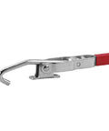 J Hook Toggle Clamp Stainless Steel Heavy Duty Hold Down Clamp for Woodworking with red handle, side view
