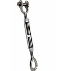 Heavy Duty Drop Forged Jaw Eye Turnbuckle 1 1/4 X 12 Inch 12500 Lbs Capacity Marine 316 Stainless Steel rigging hardware close-up.