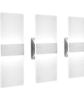 3-pack of 12W LED wall sconce up and down lighting 6000K cool white indoor acrylic fixture, brushed aluminum, vertical mount