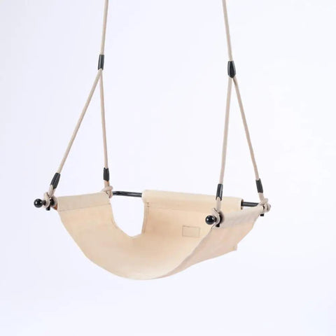 Minimalist Doorway Swing Chair With Heavy Duty Rope For Indoor Outdoor Fun, U Shape Ergonomic Design, Beige