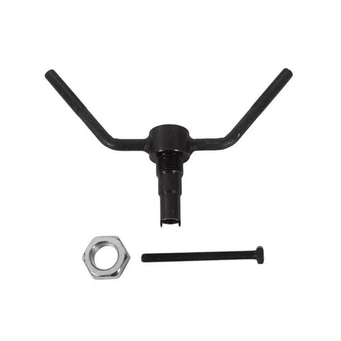 Heavy Duty Motorcycle Crankshaft Alignment Tool Engine Turning Bar With Solid Knurled Grip, black metal construction with nuts.