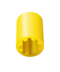 Front view of yellow plastic vacuum pump sleeve with internal spline bore, PR-6 compatible