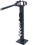 Heavy Duty Floor Metal Bender With 7 Dies, 44 Inch Telescoping Handle, 1 To 3 Inch Bending Capacity shown with dies and handle extended