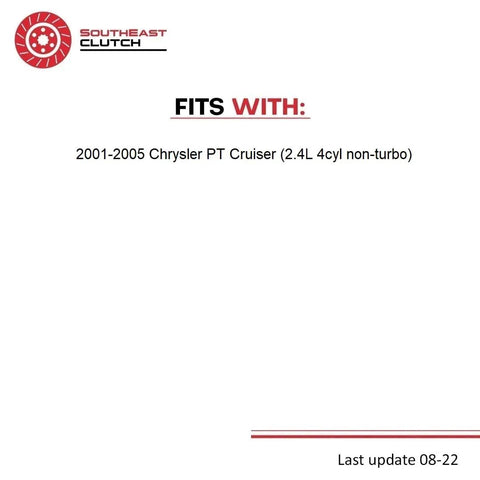 Fits with 2001-2005 Chrysler PT Cruiser 2.4L 4cyl non-turbo for Pro Grade Pre Filled Hydraulic Clutch Master And Slave Cylinder Kit.