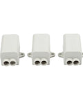 Heavy Duty T Shape Terminal Block Quick Wire Connector 1000V 100A Cable Splitter pack of 3 with dual ports, white plastic design.