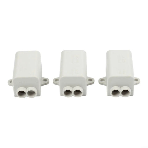 Heavy Duty T Shape Terminal Block Quick Wire Connector 1000V 100A Cable Splitter pack of 3 with dual ports, white plastic design.