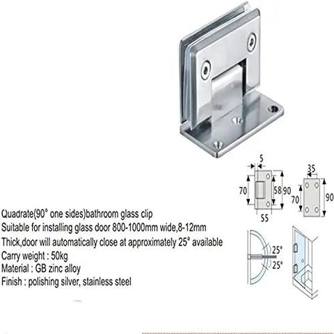 Heavy Duty Glass Cabinet Door Hinges For Wood Cabinets; zinc alloy hinge with dimensions and installation guide