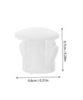 Close-up of a white plastic hole plug showing dimensions, part of the 100 Pcs Plastic Hole Plugs White Screw Cap Covers For Cabinets Shelves And Furniture Quick Fix Dust Protection And Reno Boost For Home Office Decor Now.