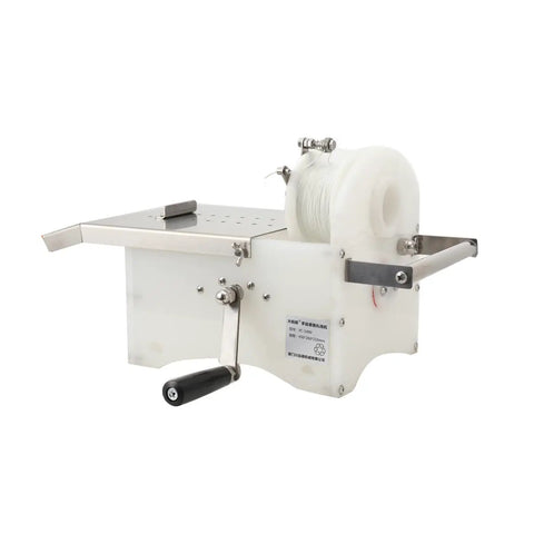Kickass Stainless Steel Sausage Tying Machine For Home Grill Crews No Sweat Hand Crank Knotter with spool, ideal for sausage making.