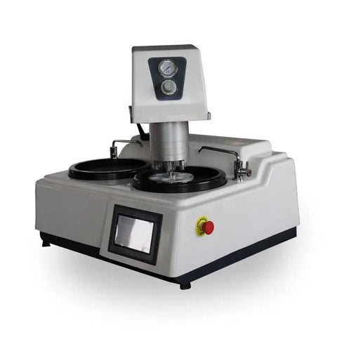 Automatic Metallographic Grinder Polisher Benchtop Machine For Pro Grade Specimen Prep Heavy Duty Lab Equipment with dual platens.