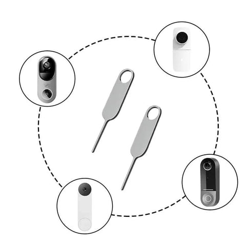 4-Piece Doorbell Key Tool Kit For Easy Battery Swaps And Mount Removal, tools shown with compatible video doorbells.