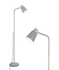 Dope Industrial Floor Lamp With Adjustable Metal Heads in Rustic Farmhouse Style, grey finish, shown with swiveling heads