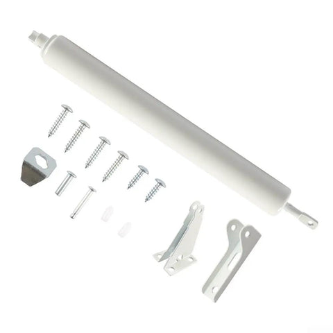 Heavy Duty Dual Pneumatic Door Closer Kit with screws and brackets, for storm screens and security doors, reinforced metal build, two pieces.