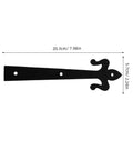 GALPADA black metal shed door hinge lift-off hardware with long strap and three mounting holes, about 20.3 cm long.