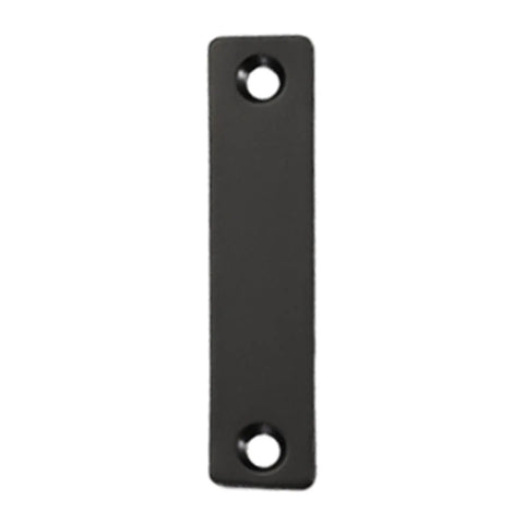 Flat rectangular piece of Hidden Slim Cabinet Latch With Ultra Thin Stainless Steel Hardware with two mounting holes visible