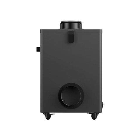 Heavy Duty Smoke Dust Purifier For 3D Printers With Multi Stage Filtration And Large Reservoir To Knock Workspace Smog Dead Center In Your Pro Shop Setup, front view with black casing and large exhaust port.