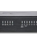 Heavy Lifter Ten Gigabit Next Gen Firewall Built For Fast Growing Teams With No Sweat Desktop Setup front view with ports and indicators.