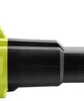 Bad Boy Cordless Leaf Blower Featuring A Smooth Brushless Motor That Runs Quiet While Cranking Out 160 MPH Winds For Tough Yard Work No Sweat Guaranteed Easy Setup Every Time Tool Only side view of electric blower with a black and green design.