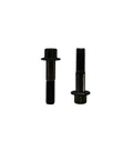 Black Titanium Split Rim Bolts M7x32mm For 3pc And 2pc Wheels shown in front and side view.
