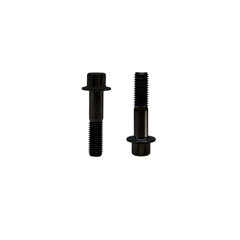 Black Titanium Split Rim Bolts M7x32mm For 3pc And 2pc Wheels shown in front and side view.