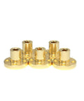 T6 Lead Screw With 6mm Trapezoidal Thread And Premium Brass Nut For Mini Cnc And 3D Printer Builds brass nuts arranged on a white background.