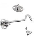 Rock Solid Sus 304 Stainless Steel Barn Door Latch With Hook And Eye Design Heavy Duty Rustproof Window Catch and Door Stop and screws.