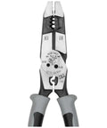 Front view of 9 Inch Journeyman High Leverage Side Cutting Pliers With Crimper Fish Tape Puller And Wire Stripper Pro Grade Electrician Tool