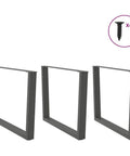 Adjustable Dining Table Legs Pack Of 3 Heavy Duty Powder Coated Steel With Modern Anthracite Finish 100 Cm Height, screws included