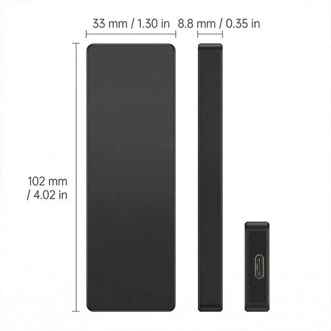 Dimensions of 2TB Go-To External SSD Drive For Photos And Videos With USB 3.1 Type-C Ultra Fast Plug And Play Portable Storage