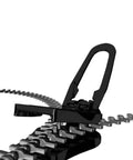 Close-up of an instant fix slider from the Six Piece Universal Zipper Repair Kit With Instant Fix Sliders And Teeth To Fit Most Zippers On Clothes Luggage And Backpacks Easy Do It Yourself Fix No Sewing Required attached on a zipper