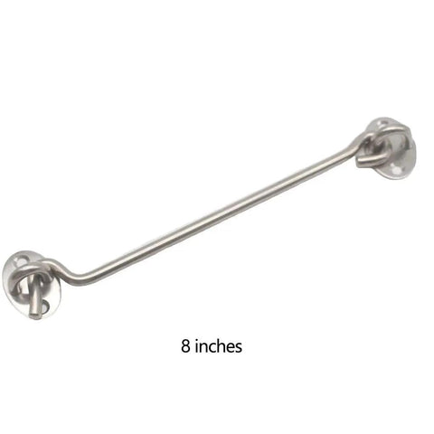Heavy Duty Stainless Steel Gate Hook and Eye Latch for Barn Door Fence, 8-inch length, durable construction for secure locking.