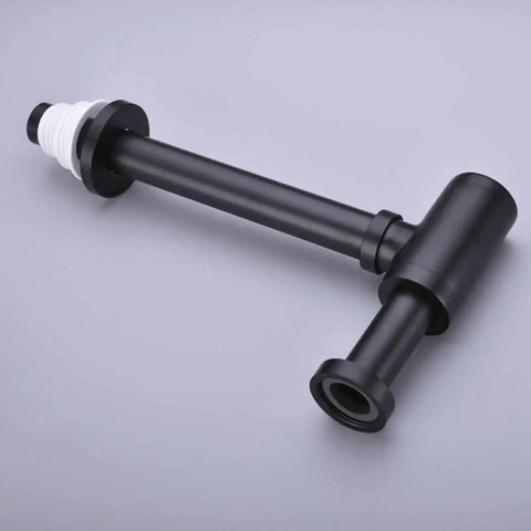 Matte Black Decorative Bottle P Trap With Adjustable Drain For Vessel Sinks And Pedestal Sinks Solid Brass Anti Odor Wall Drain Kit Rust Resistant Durable Bathroom Plumbing Upgrade