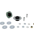 Radius Rod To Chassis Bushing Kit With Upgraded Brackets And Poly Bushings For Street-Ready Handling, Solid Grip, Vehicle Balance, And Precise Steering On Every Road. Kit parts on white background