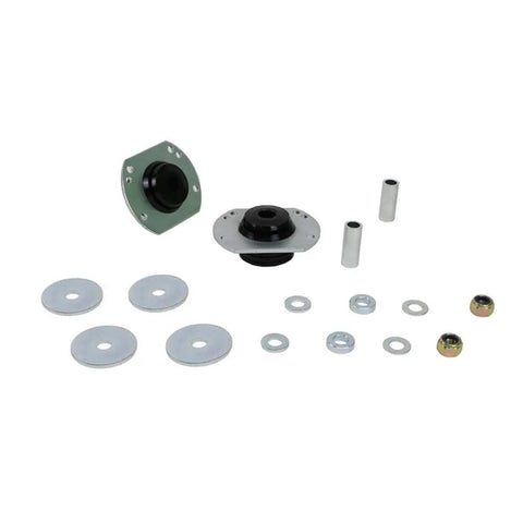 Radius Rod To Chassis Bushing Kit With Upgraded Brackets And Poly Bushings For Street-Ready Handling, Solid Grip, Vehicle Balance, And Precise Steering On Every Road. Kit parts on white background