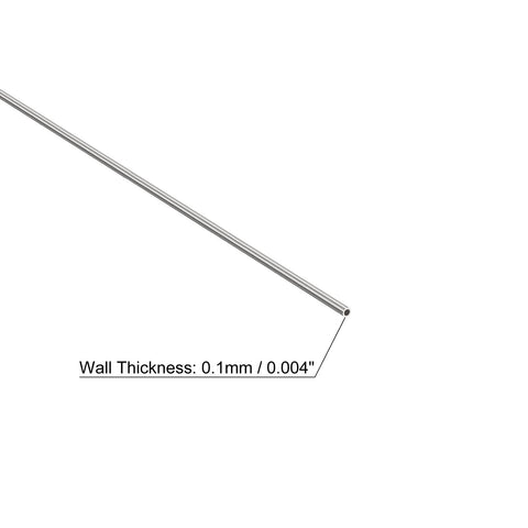Side view of uxcell 304 stainless steel capillary tube, OD 0.5mm, wall 0.1mm, length 300mm, 4 pcs