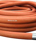 Coiled Jackhammer Rubber Air Hose 50 Ft Long Three Quarter Inch Crimped Universal Chicago Coupling Red Made In USA