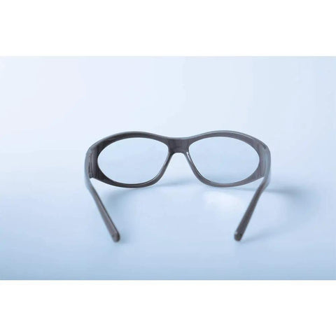 Top Shelf Co2 Laser Safety Glasses With Premium Infrared Eye Armor Covering 2700 Through 3000 Nanometer Zones Delivering OD Six Plus Ratings front view on a light background.