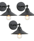 Set Of 3 Indoor Reading Wall Sconces Dope Vanity Lights Vintage Industrial Modern Wall Mount Fixtures With Black Matte 6.9 Inch Shade