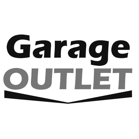 Black and white Garage Outlet logo design with bold text
