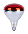 Infrared 250W R40 Heat Lamp Bulb For Brooder, Chickens And Pets, Reflector Incandescent Heating Lamp For Chicks, Bathrooms Or Spa Like Warmth, Light Therapy, 1 Pack - red and silver bulb on white background