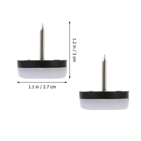 40 Pieces Nylon And Metal Furniture Glide Nail On Round Pads No Slip Floor Protectors with measurement details shown