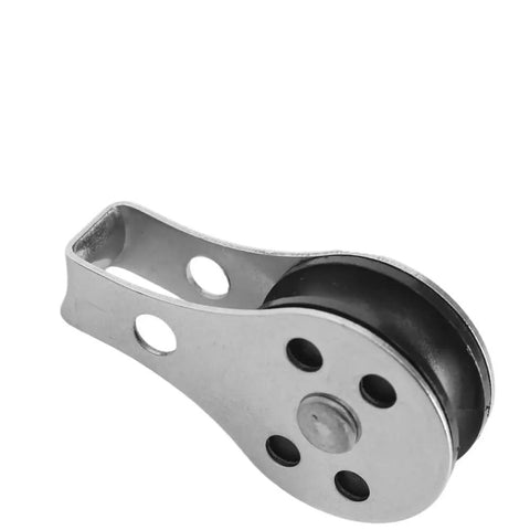 Detachable V Groove Pulley Wheel With Silent Bearings Made From 304 Stainless Steel Beefy Built For Marine Boats Kayaks And Awnings Rope Lifting Pulley Set Of Two, showing close-up of one pulley with silent bearing